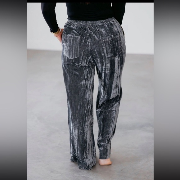 Bibi Pleated Velvet Pants Size XL Seal Grey Side Pockets Belted Waistband - Picture 2 of 14